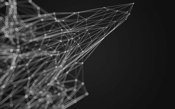 Abstract polygonal space low poly dark background with connecting dots and lines. Connection structure.