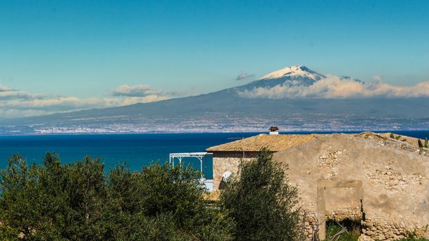 View of volcano Etna from Siracuse - Sicily