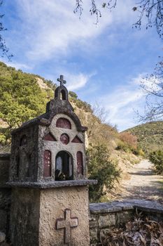 Small christian church in the forest, Greece
