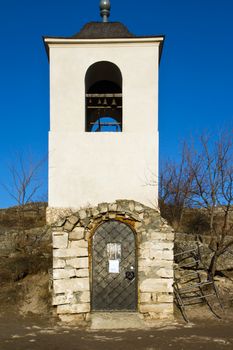 The bell tower of the cave monastery by Butuceni (Old Orhei), Moldova.