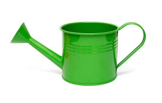 Green watering can isolated on a white background