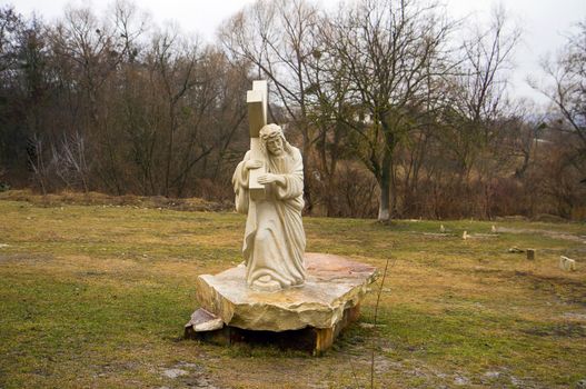 Sculpture of Jesus Christ carrying the cross in the monastery Condrita Moldova