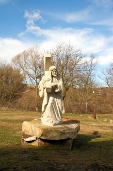 Sculpture of Jesus Christ carrying the cross in the monastery Condrita Moldova