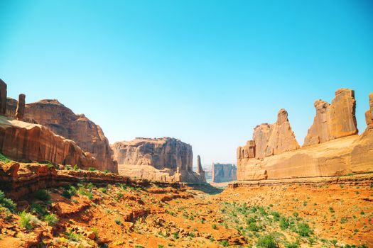 Park Avenue overview at the Arches National park in Utah, USA