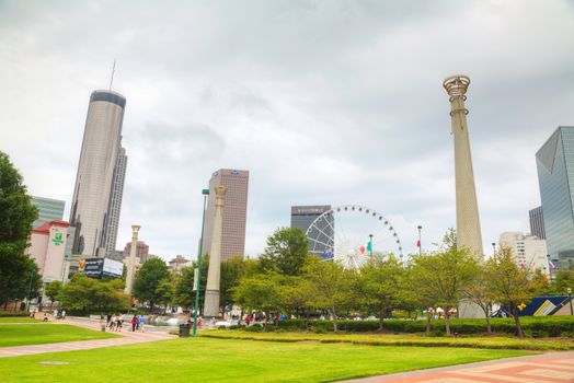 ATLANTA - AUGUST 29: Centennial Olympic park with people on August 29, 2015 in Atlanta, GA.