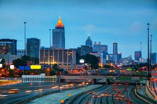 Downtown Atlanta, Georgia at the sunrise time