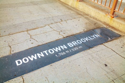 Downtown Brooklyn sign at the Brooklyn bridge in New York