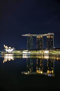 SINGAPORE - OCTOBER 31: Overview of the marina bay with the Marina Bay Sands on October 31, 2015 in Singapore.