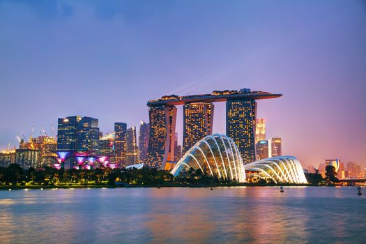 SINGAPORE - NOVEMBER 07: Overview of the marina bay with Marina Bay Sands on November 07, 2015 in Singapore.