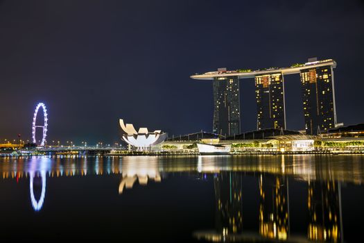SINGAPORE - OCTOBER 31: Overview of the marina bay with the Marina Bay Sands on October 31, 2015 in Singapore.