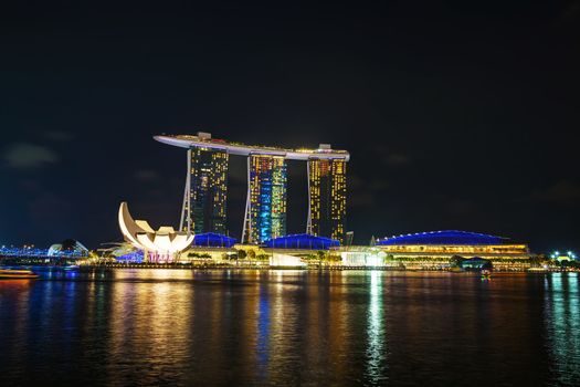 SINGAPORE - OCTOBER 30: Overview of the marina bay with Marina Bay Sands on October 30, 2015 in Singapore.