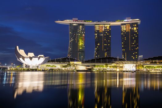 SINGAPORE - OCTOBER 31: Overview of the marina bay with the Marina Bay Sands on October 31, 2015 in Singapore.