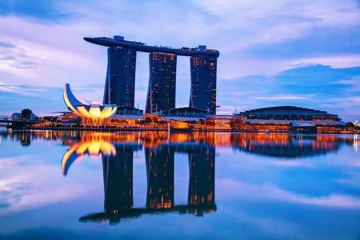 SINGAPORE - OCTOBER 31: Overview of the marina bay with the Marina Bay Sands on October 31, 2015 in Singapore.