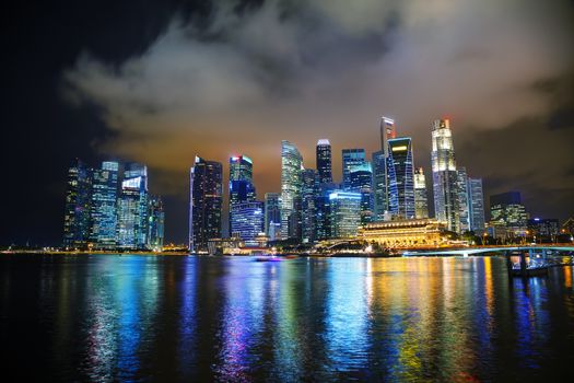 Singapore financial district at the night time