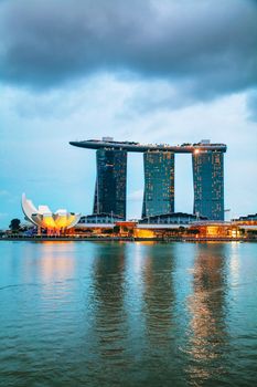 SINGAPORE - OCTOBER 30: Overview of the marina bay with Marina Bay Sands on October 30, 2015 in Singapore.