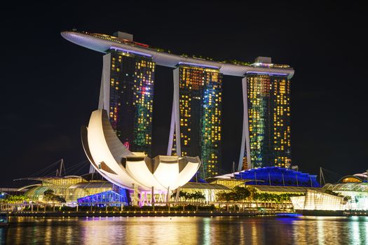 SINGAPORE - OCTOBER 30: Overview of the marina bay with Marina Bay Sands on October 30, 2015 in Singapore.