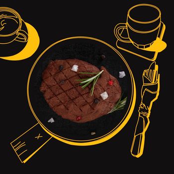 Fine dining, exquisite luxurious gastronomy background. Delicious steak. 