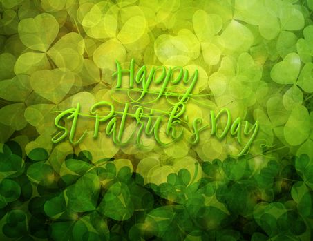 Shamrock Leaves Border and Background with Happy St Patricks Day Text Greeting Illustration