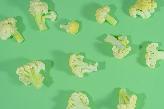 Fresh vagetable, Cauliflower on green background