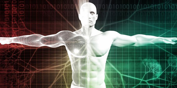 Medical Science with Human Body and Open Arms for Scan