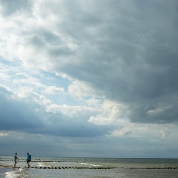 blue lake with cloudy sky, nature series