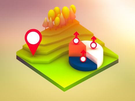 landscape concept isometric infographic,showing data analytics, isometric infographic background