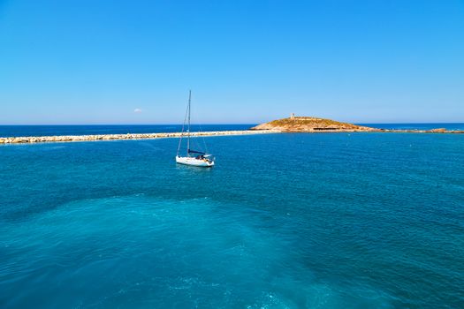 from       the    boat greece islands in     mediterranean sea and sky