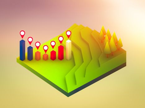 landscape concept isometric infographic,showing data analytics, isometric infographic background