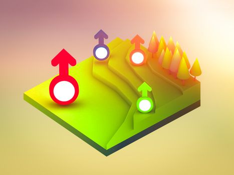 landscape concept isometric infographic,showing data analytics, isometric infographic background