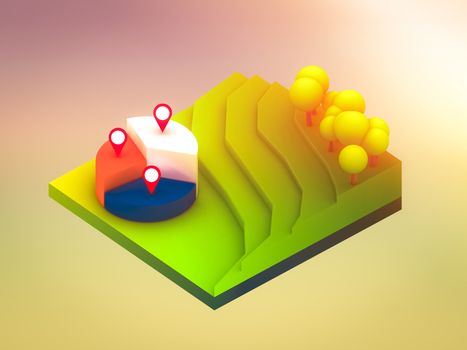 landscape concept isometric infographic,showing data analytics, isometric infographic background