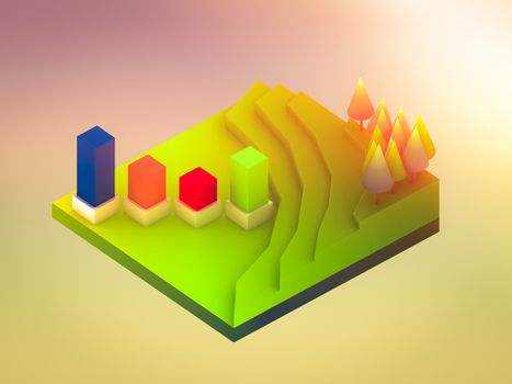 landscape concept isometric infographic,showing data analytics, isometric infographic background