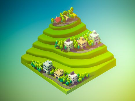 green earth concept in isometric view, isometric background