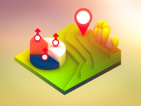 landscape concept isometric infographic,showing data analytics, isometric infographic background