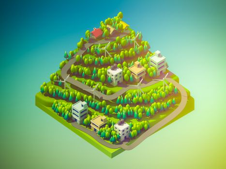 green earth concept in isometric view, isometric background