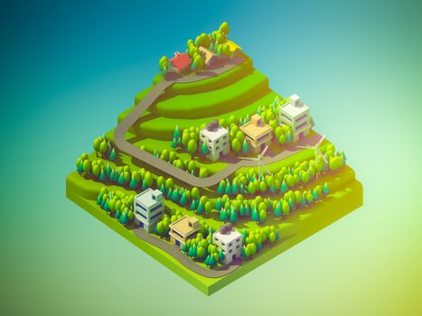 green earth concept in isometric view, isometric background