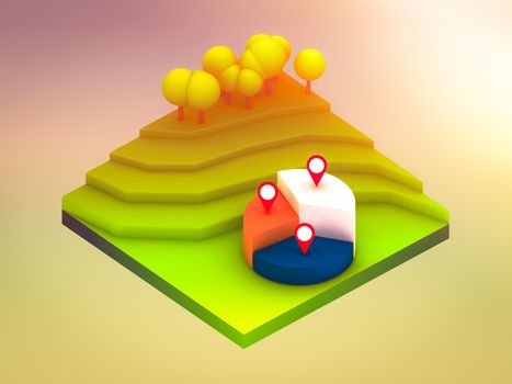 landscape concept isometric infographic,showing data analytics, isometric infographic background