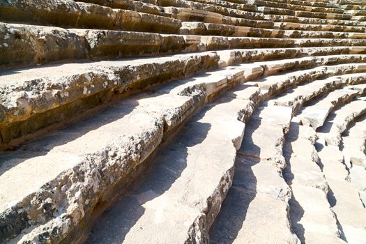 in   turkey    europe aspendos the old theatre abstract texture of step and gray