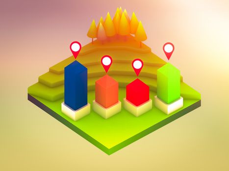 landscape concept isometric infographic,showing data analytics, isometric infographic background