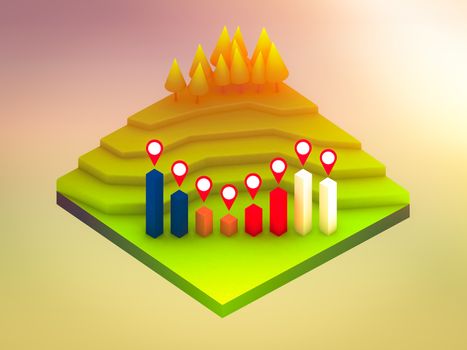 landscape concept isometric infographic,showing data analytics, isometric infographic background