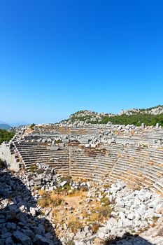  old  temple and theatre in termessos antalya turkey asia sky and ruins