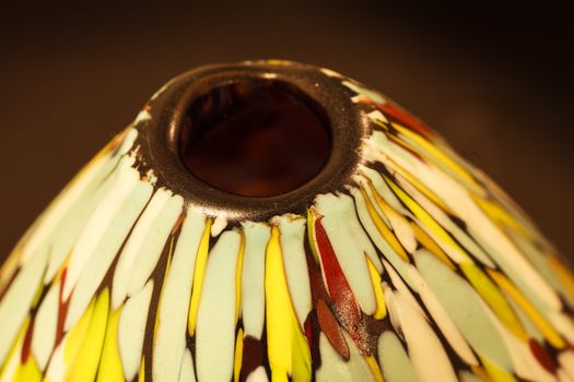 Blown glass vase opening abstract background