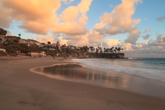 Crescent Bay beach at sunset in Laguna Beach, California, United States in summer