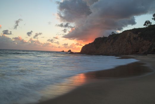 Crescent Bay beach at sunset in Laguna Beach, California, United States in summer