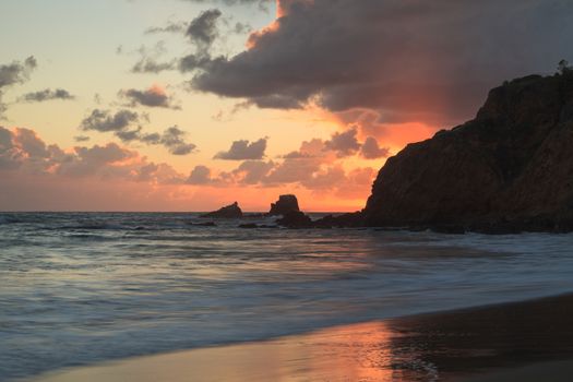 Crescent Bay beach at sunset in Laguna Beach, California, United States in summer