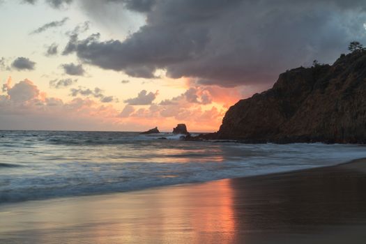 Crescent Bay beach at sunset in Laguna Beach, California, United States in summer