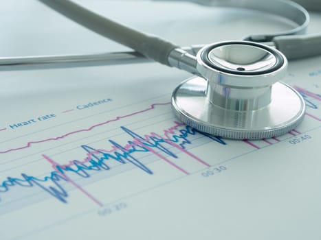 closeup stethoscope on medical background