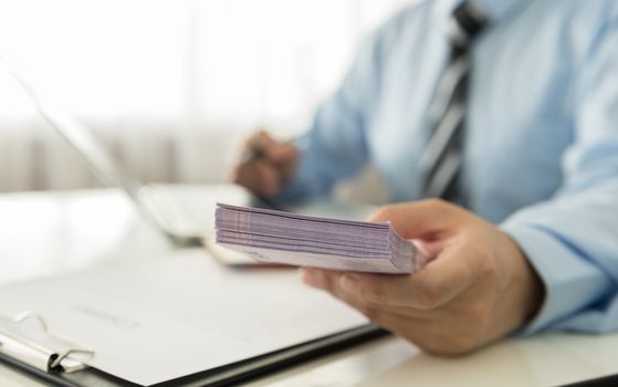 Business loan from a bank employee. finance concept