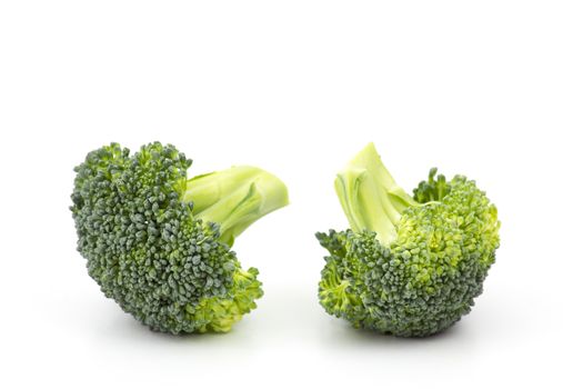 Raw broccoli on white background