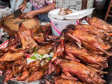 Roast duck on the market during the Chinese New Year.