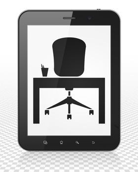 Finance concept: Tablet Pc Computer with black Office icon on display